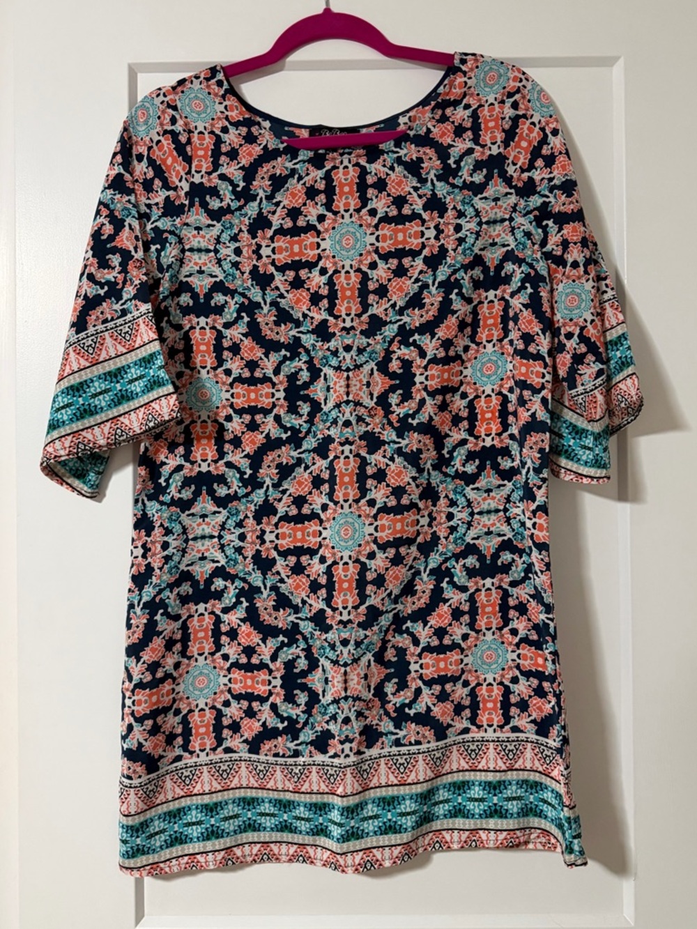 BeBop Navy, Coral, and Teal Dress